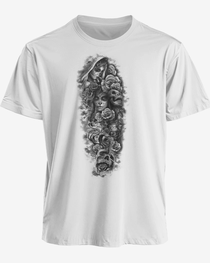 Polera premium Blanco de Skull sugar roses