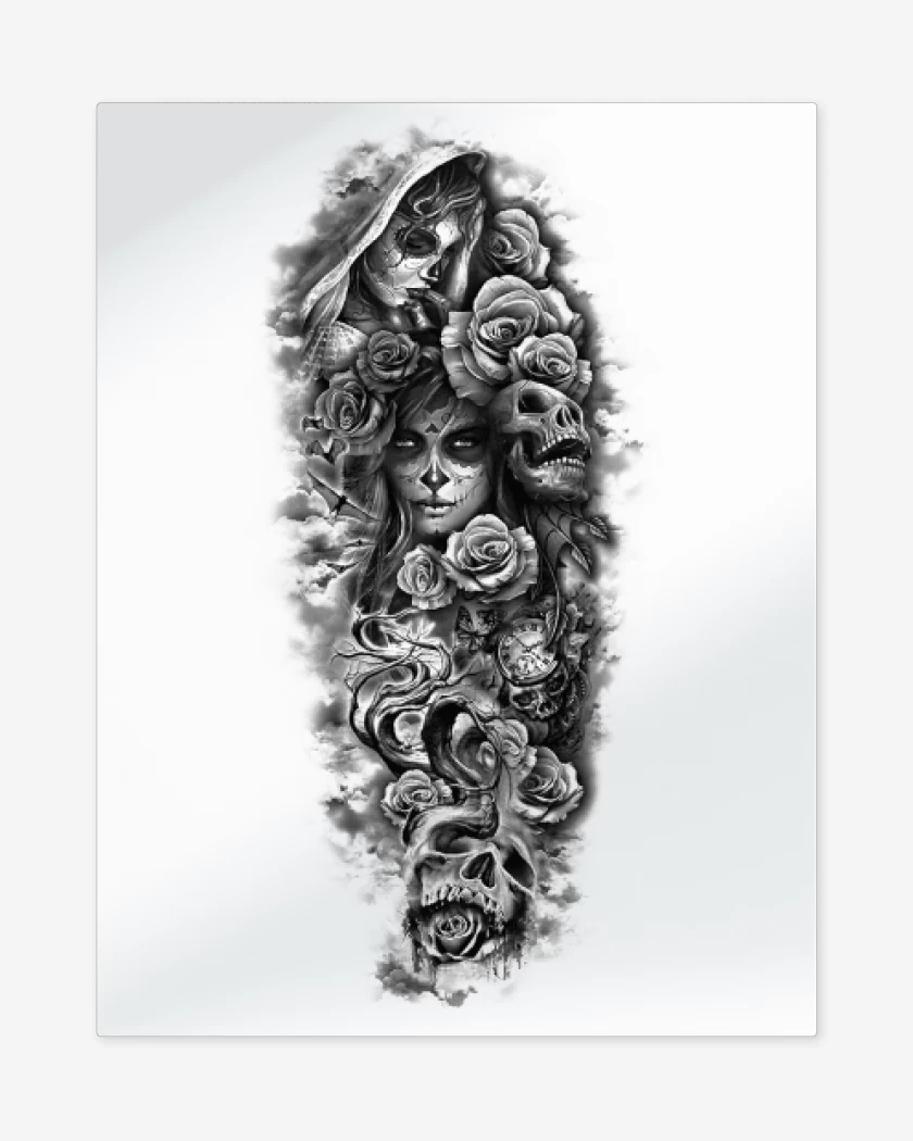 Print metalico Blanco de Skull sugar roses
