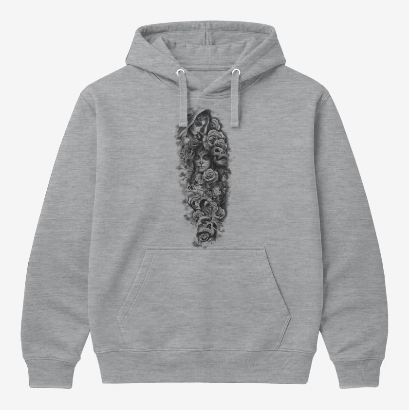Polerón Canguro Gris Melange de Skull sugar roses
