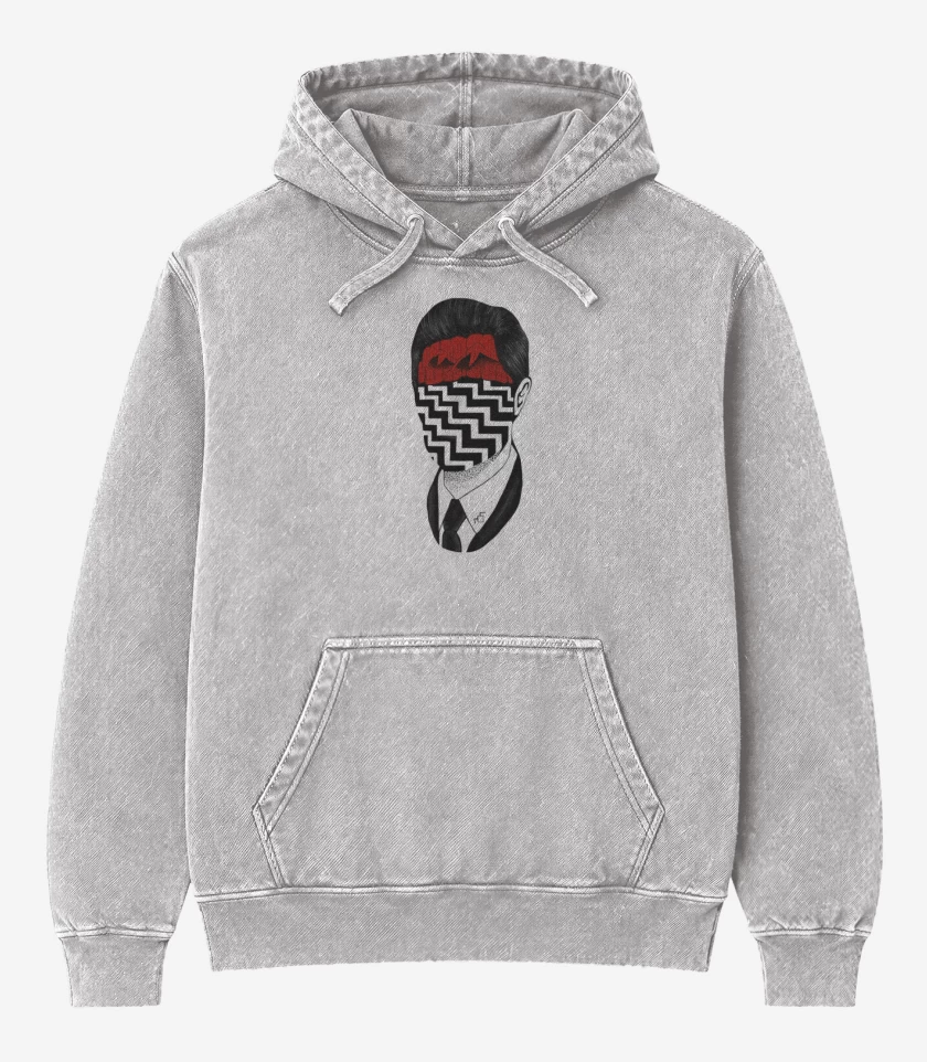 Poleron Canguro Acid Wash Gris Melange de Twin Peaks