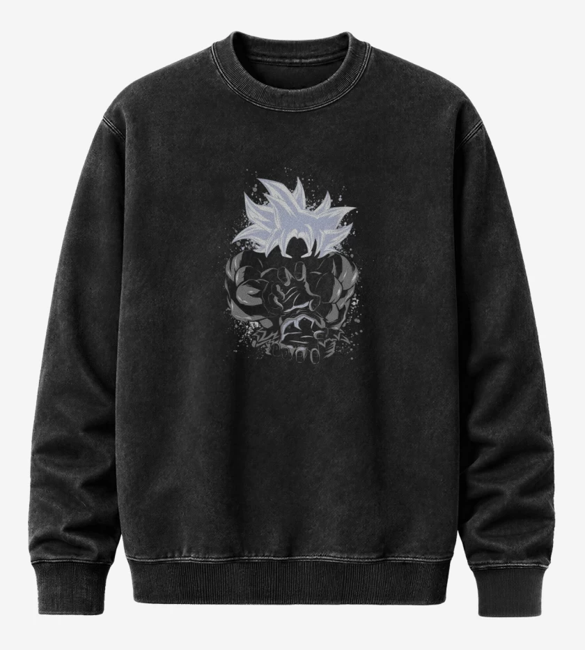 Poleron Polo Acid Wash Negro de Goku hame ha