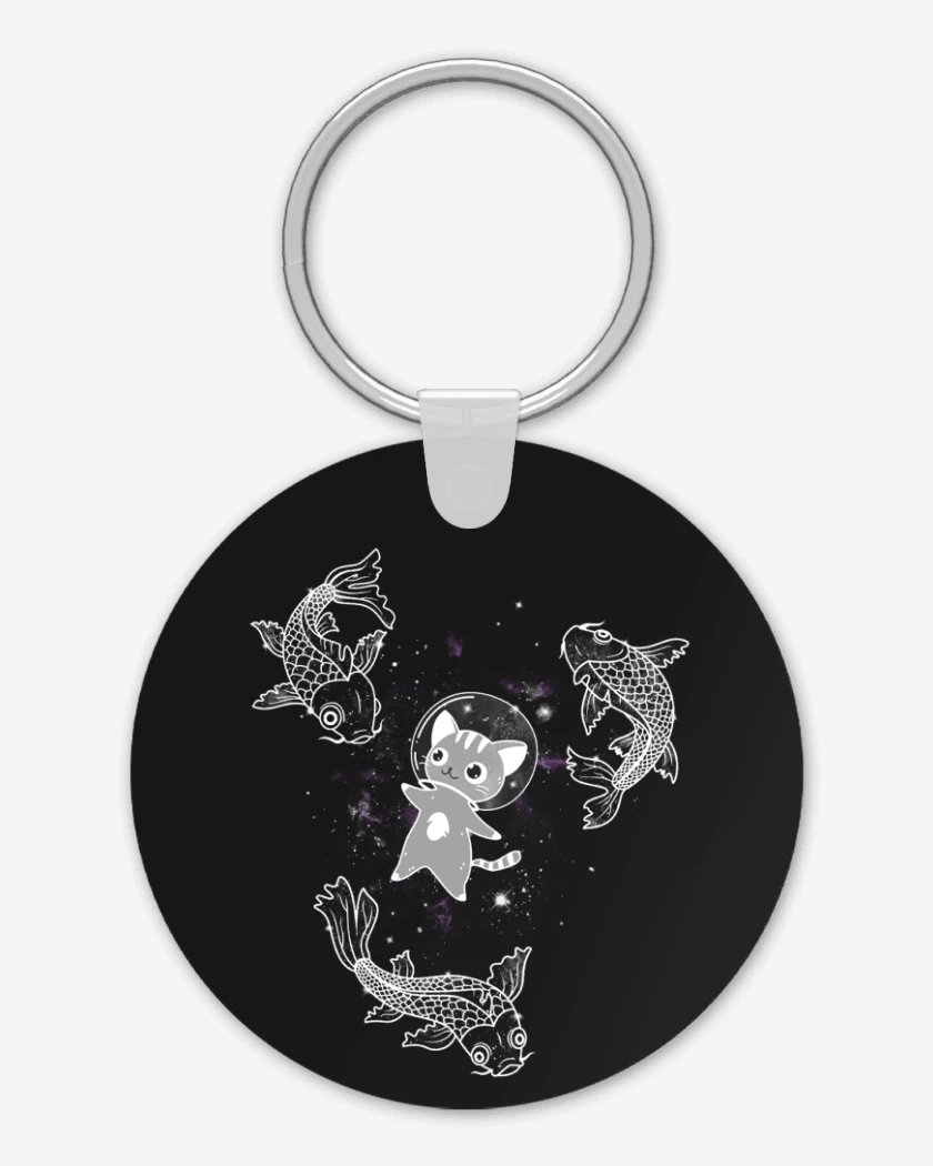 Llavero Gatito en el espacio con pesces 