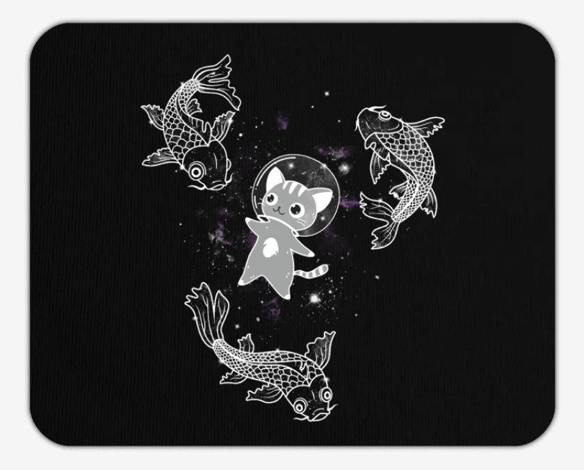 Mousepad Gatito en el espacio con pesces 