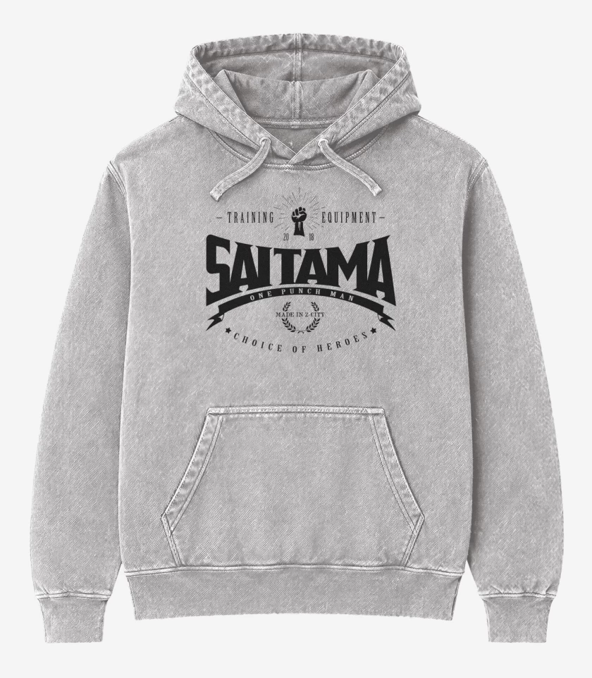 Poleron Canguro Acid Wash Gris Melange de Saitama Training equipment