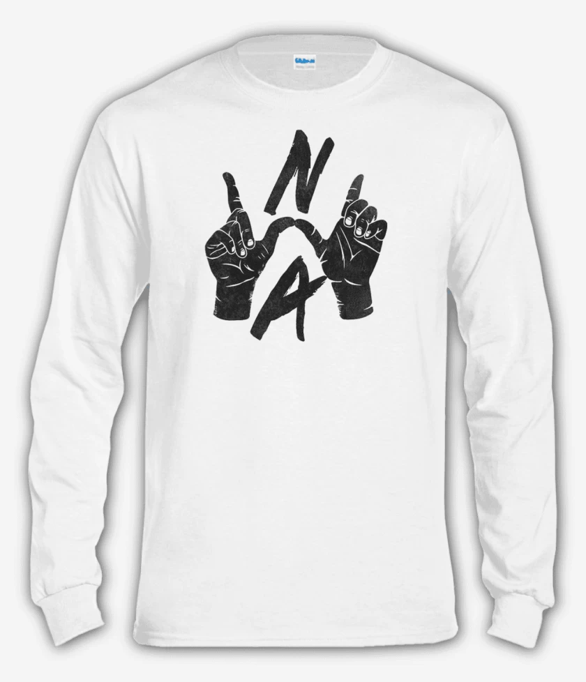 Polera manga larga Blanco de N.W.A