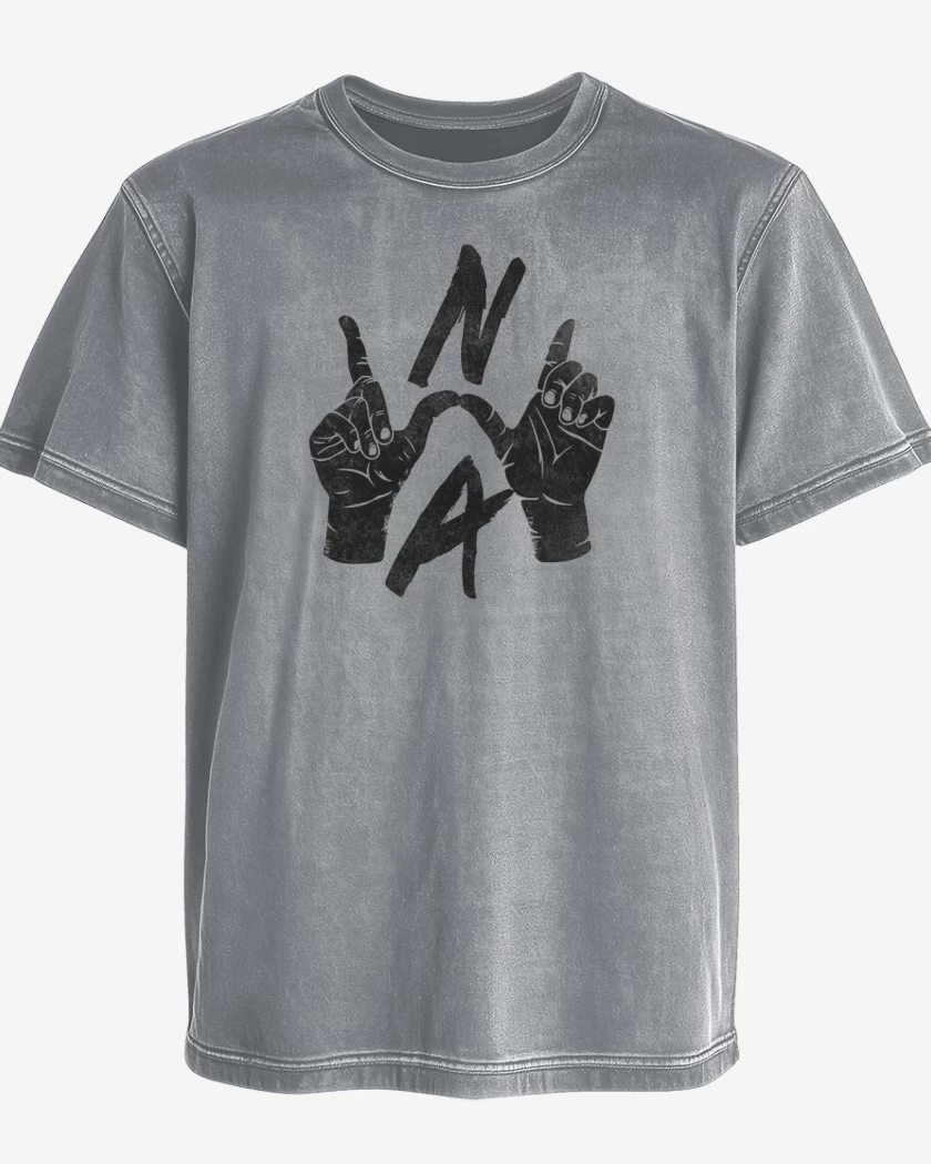 Polera desgastada Gris Melange de N.W.A