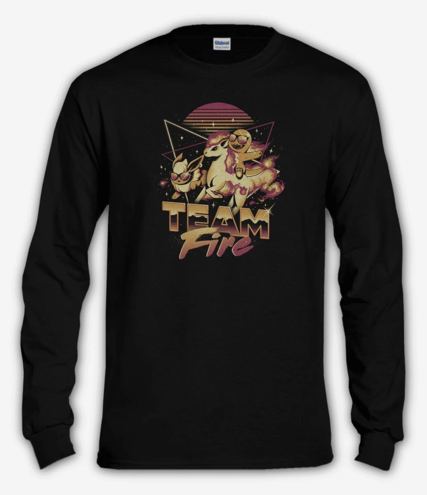 Polera manga larga Negro de Team Fire
