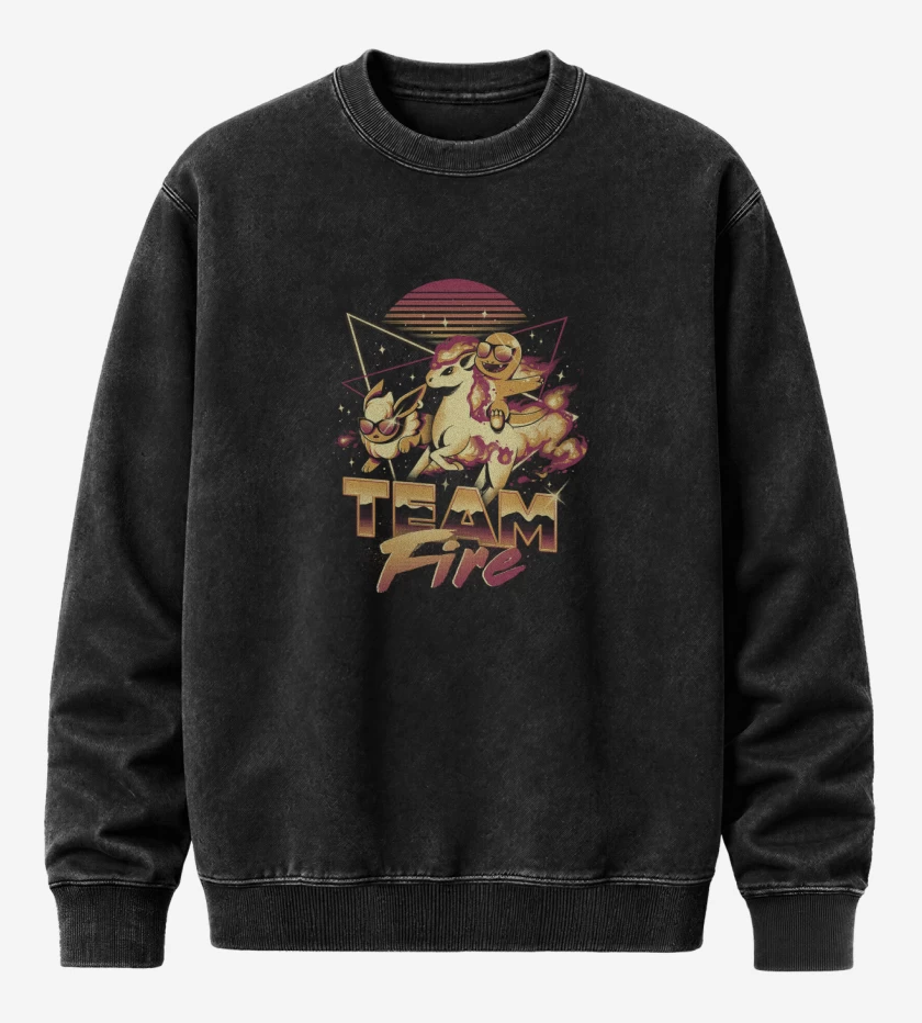 Poleron Polo Acid Wash Negro de Team Fire