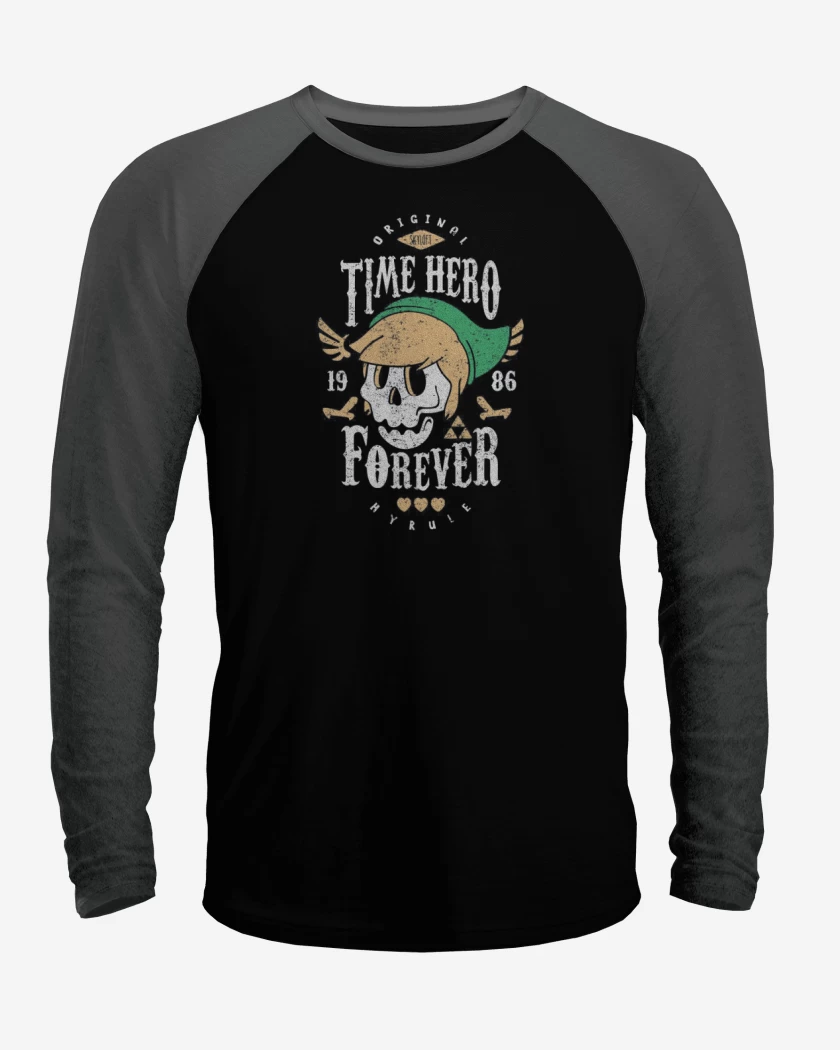 Polera Raglan Negro / Negro Heather de Time Hero