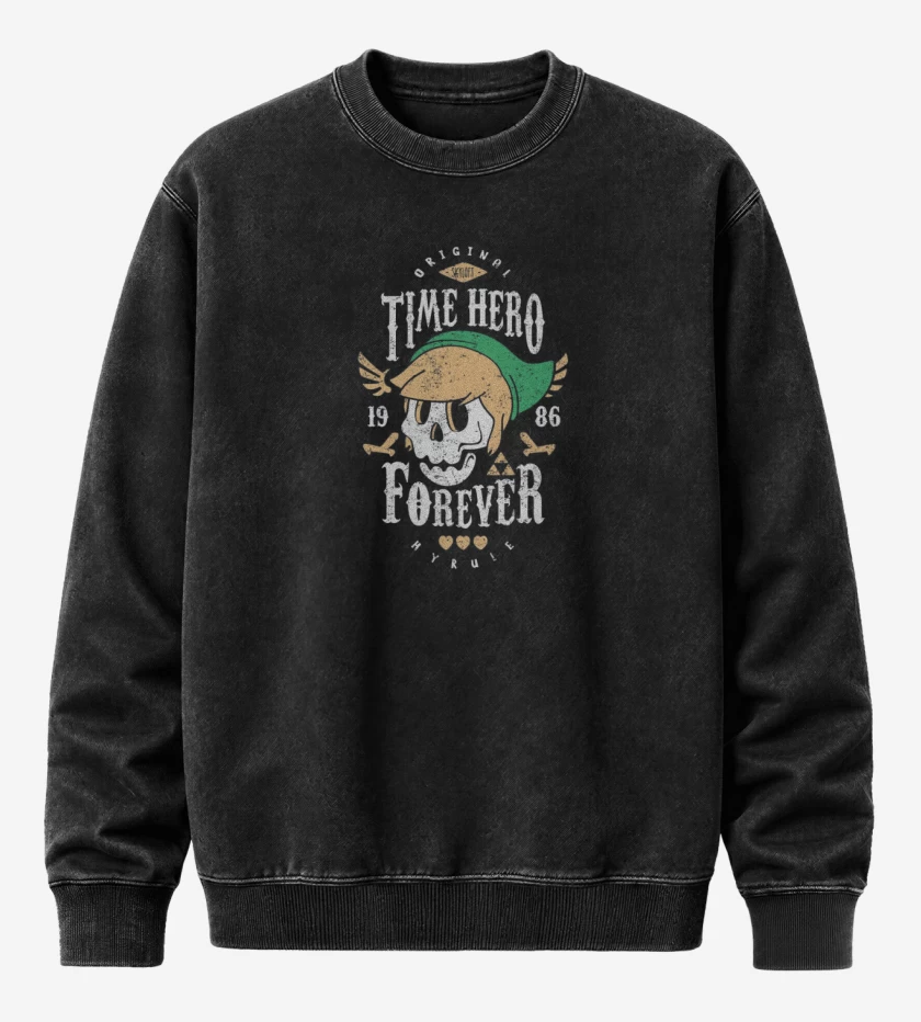 Poleron Polo Acid Wash Negro de Time Hero