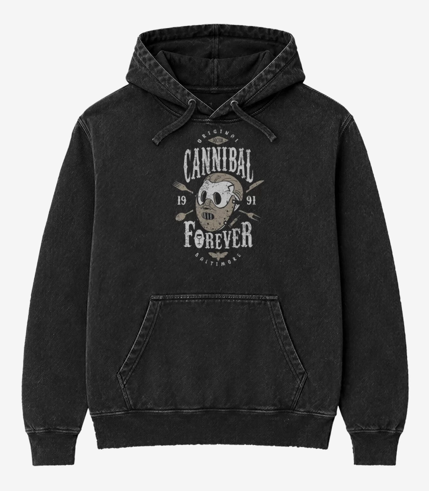 Poleron Canguro Acid Wash Negro de Lecter Cannibal