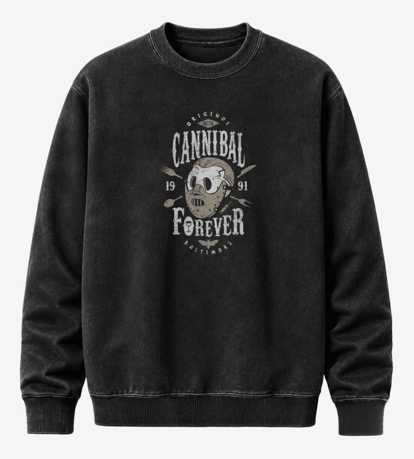 Poleron Polo Acid Wash Negro de Lecter Cannibal