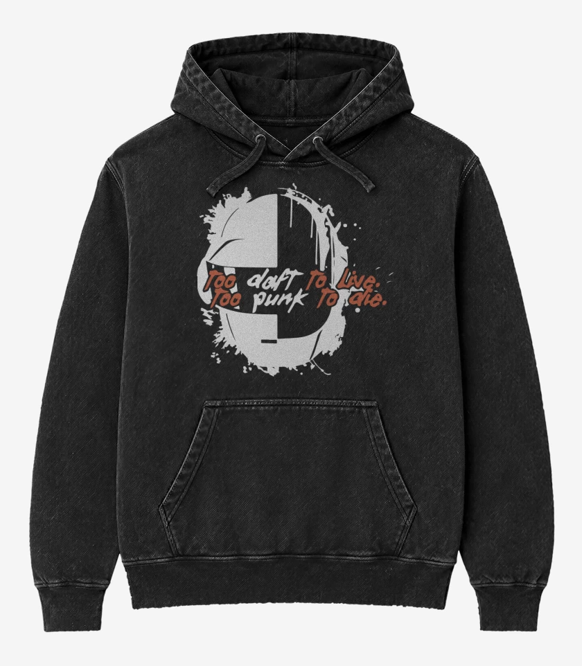 Poleron Canguro Acid Wash Negro de Too Daft Too Punk
