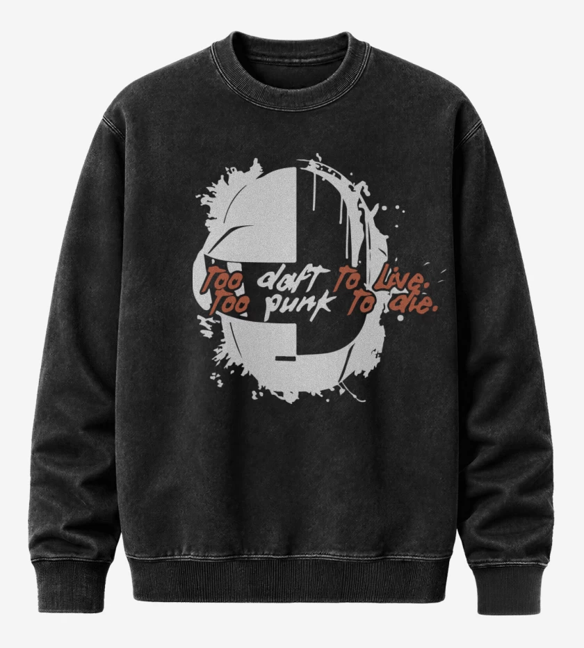 Poleron Polo Acid Wash Negro de Too Daft Too Punk