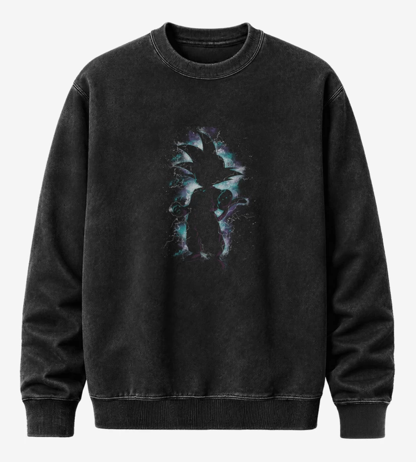 Poleron Polo Acid Wash Negro de Goku Niño