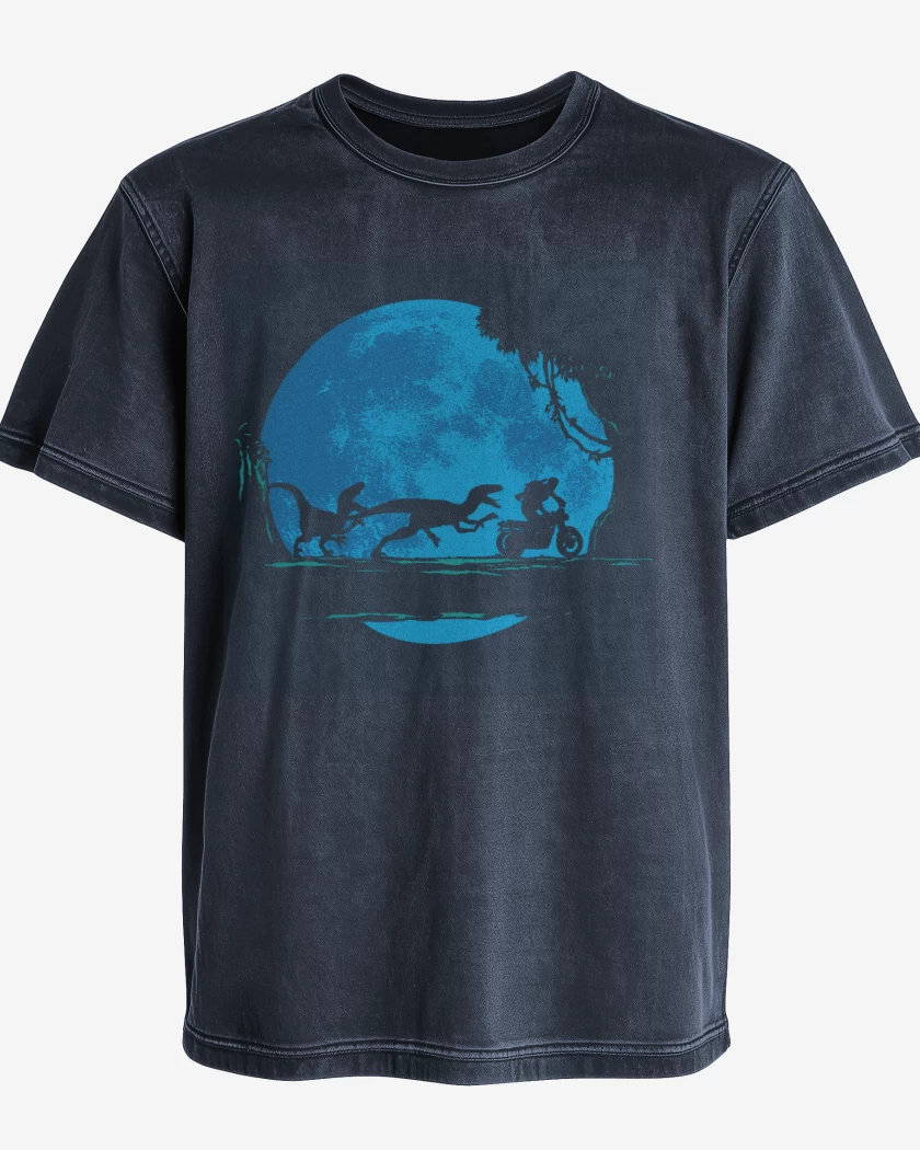 Polera desgastada Azul Marino de Jurassic world velociraptor