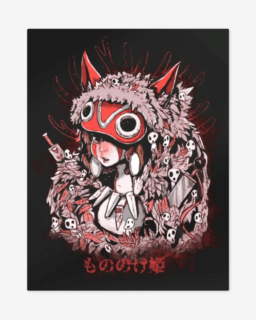 Print metalico Negro de Princesa mononoke