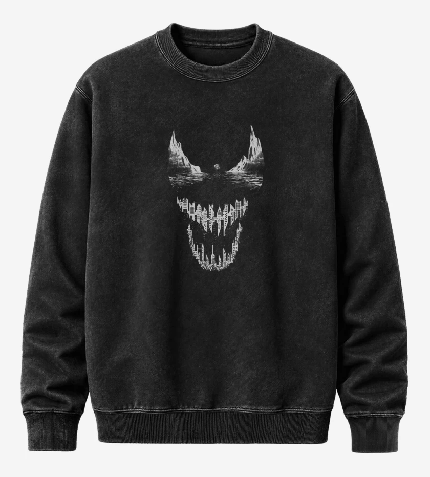 Poleron Polo Acid Wash Negro de Venom City