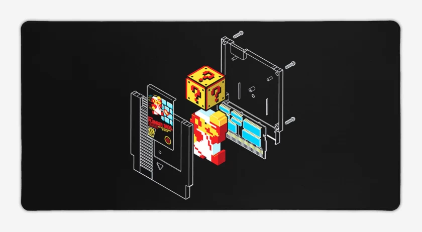 Mouse pad Gamer Negro de Super bigote classic