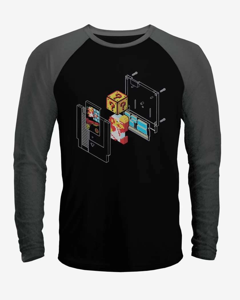 Polera Raglan Negro / Negro Heather de Super bigote classic
