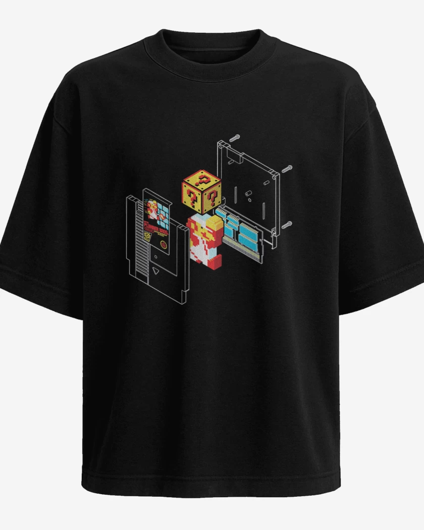 Polera Oversize Negro de Super bigote classic