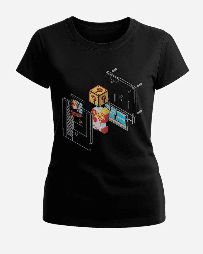 Polera de Mujer Negro de Super bigote classic