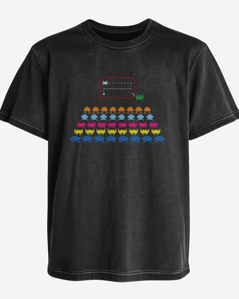 Polera desgastada Negro de Invaders