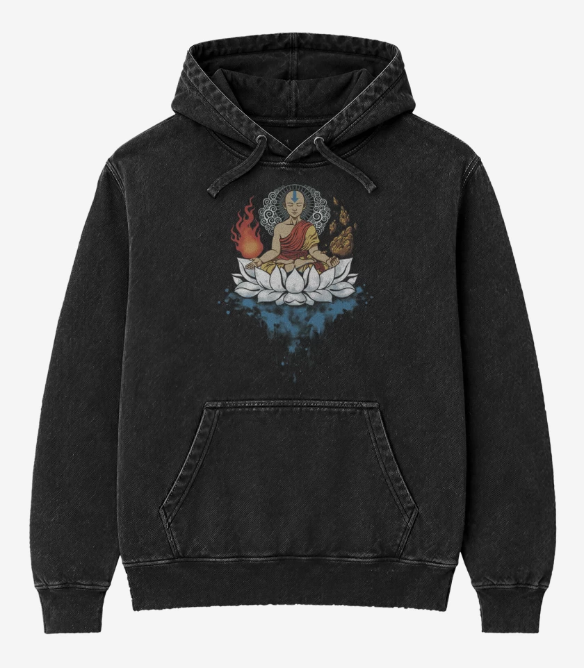 Poleron Canguro Acid Wash Negro de Avatar 