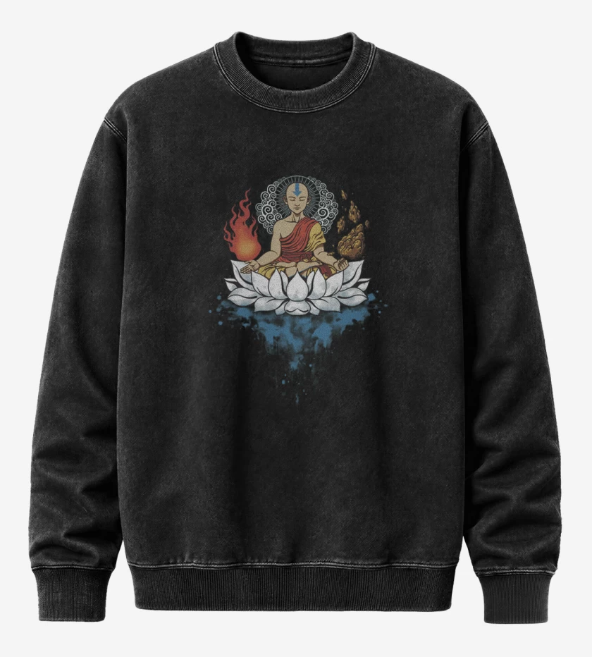 Poleron Polo Acid Wash Negro de Avatar 