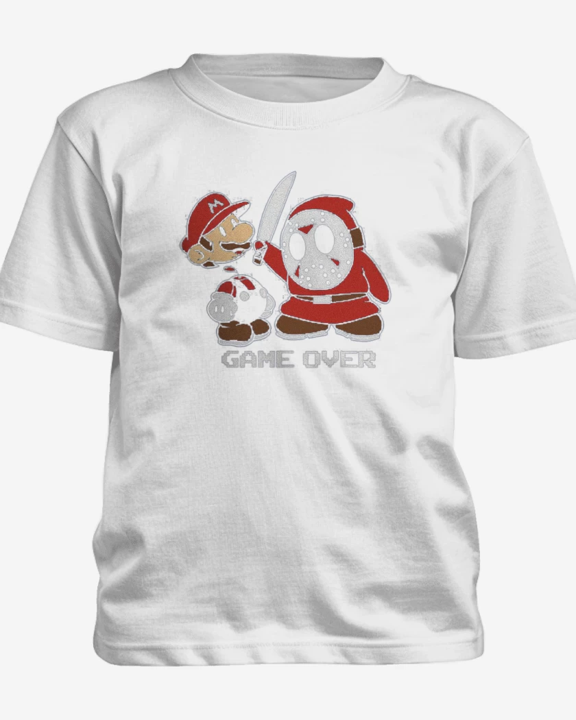 Polera de niño Negro de Super bigote game over 