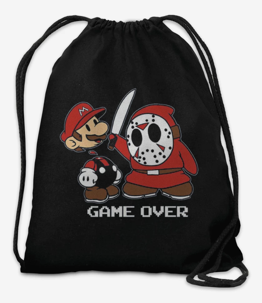 Mochila Negro de Super bigote game over 