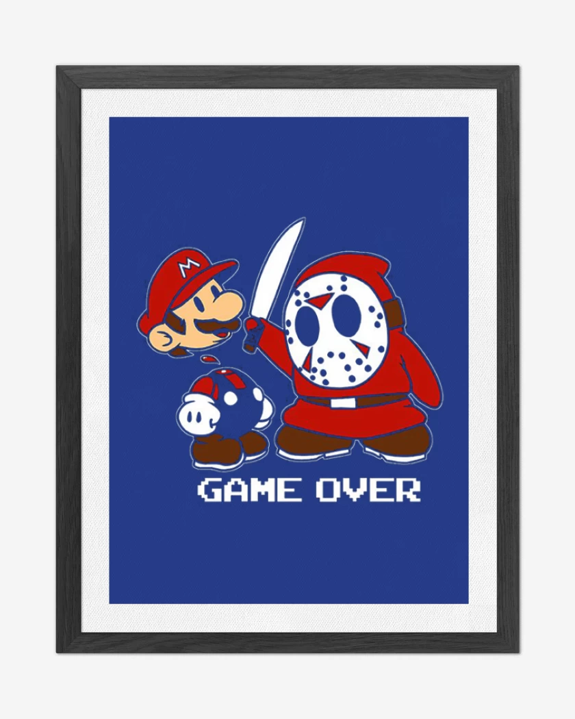Cuadro decorativo Azul Rey de Super bigote game over 
