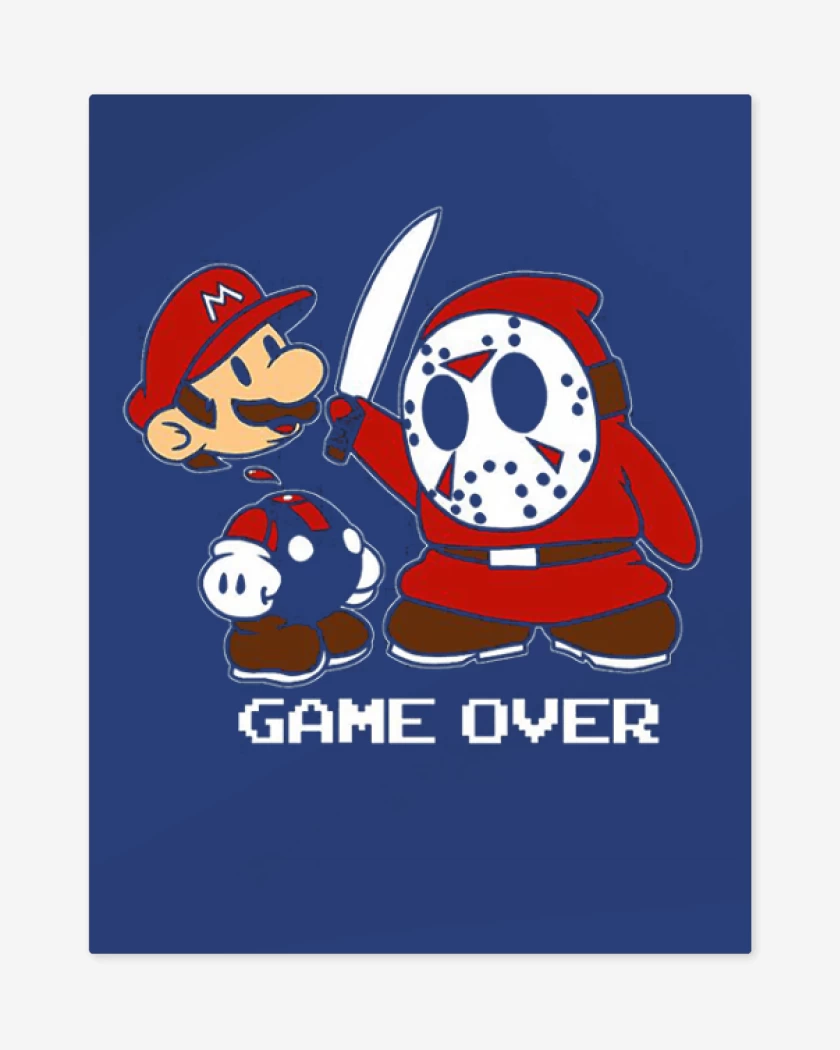Print metalico Azul Rey de Super bigote game over 