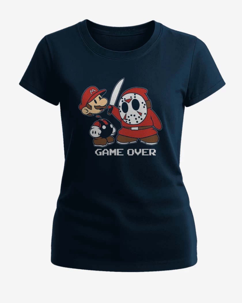 Polera de Mujer Azul Marino de Super bigote game over 