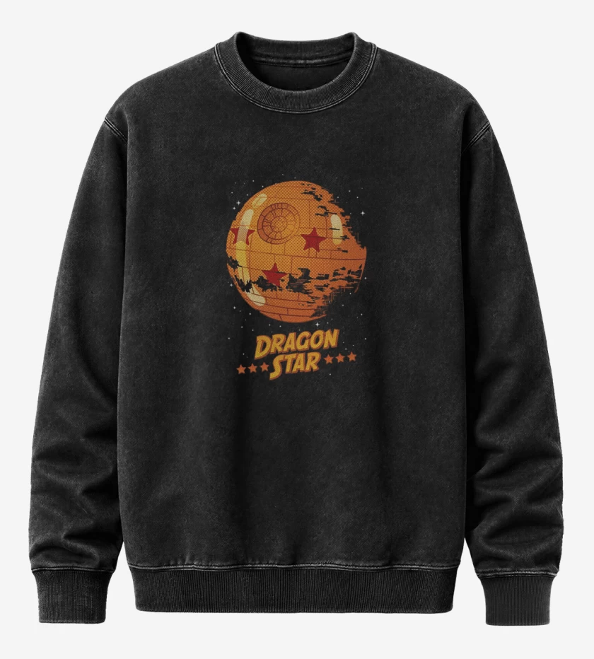 Poleron Polo Acid Wash Negro de Dragon star 