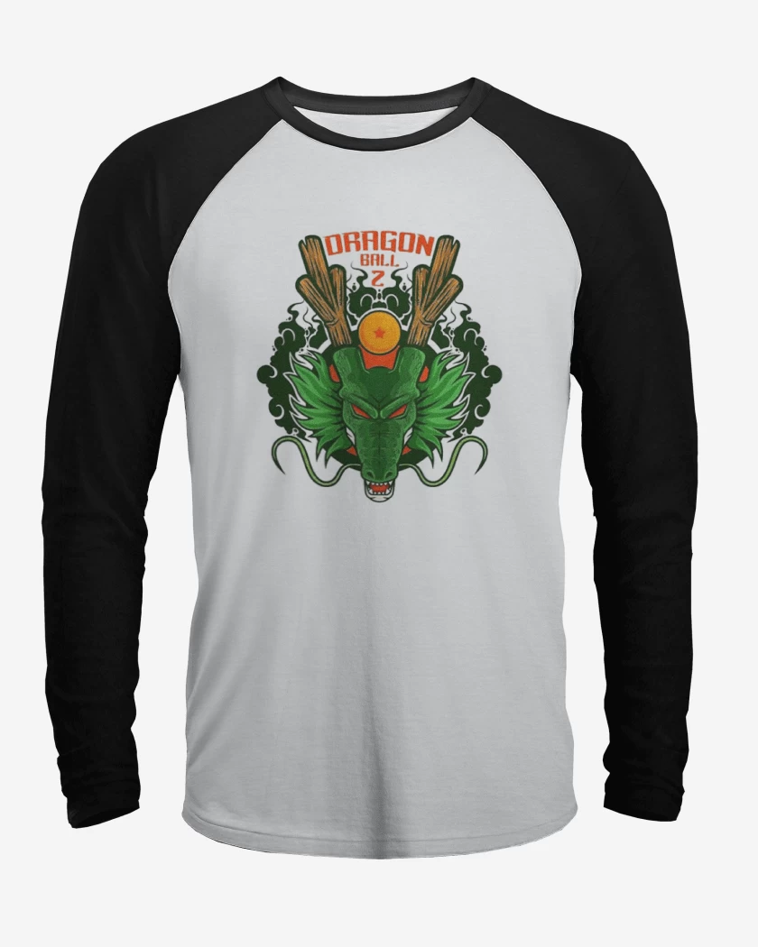 Polera Raglan Blanco / Negro de Shenlong dragon ball z