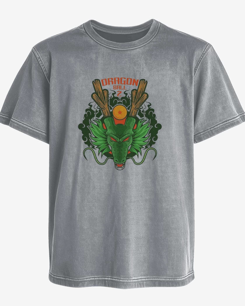 Polera desgastada Gris Melange de Shenlong dragon ball z