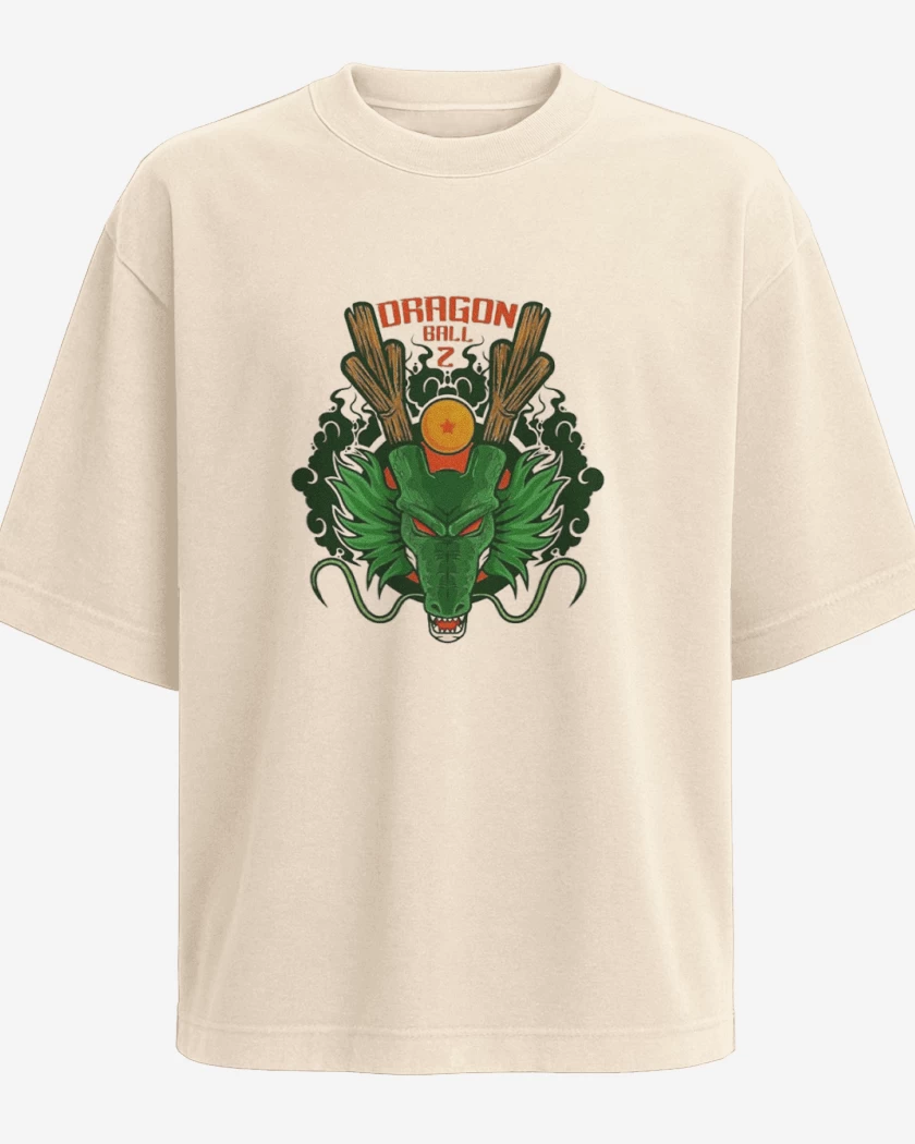 Polera Oversize Beige de Shenlong dragon ball z