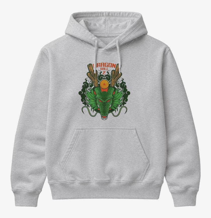Poleron Canguro básico Gris Melange de Shenlong dragon ball z