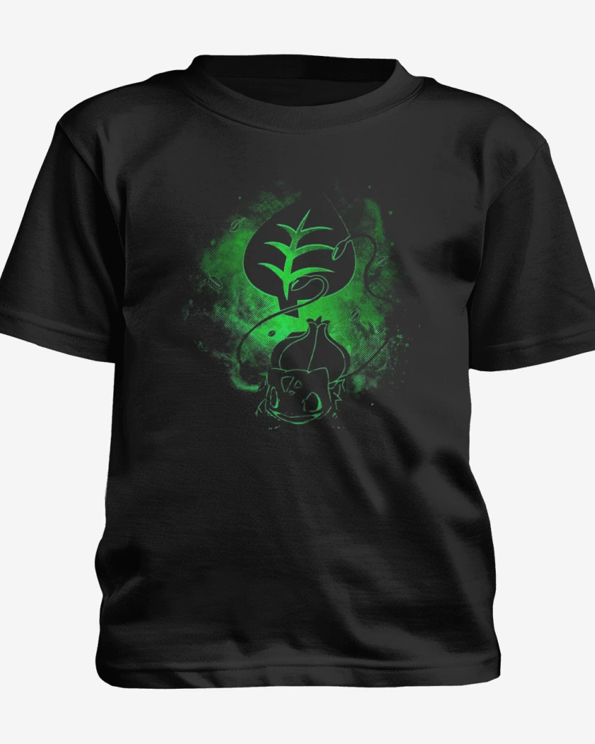 Polera de niño Negro de bulbasaur green