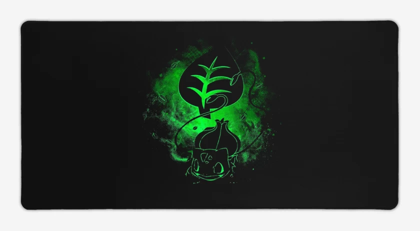 Mouse pad Gamer Negro de bulbasaur green