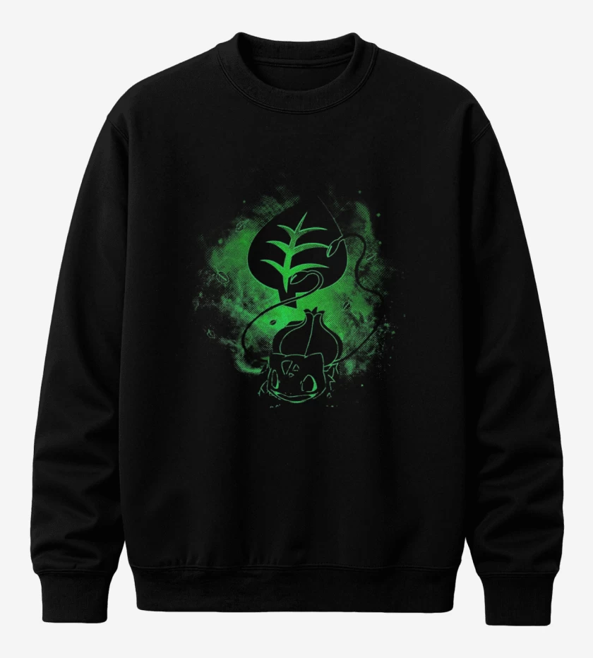 Poleron polo Negro de bulbasaur green
