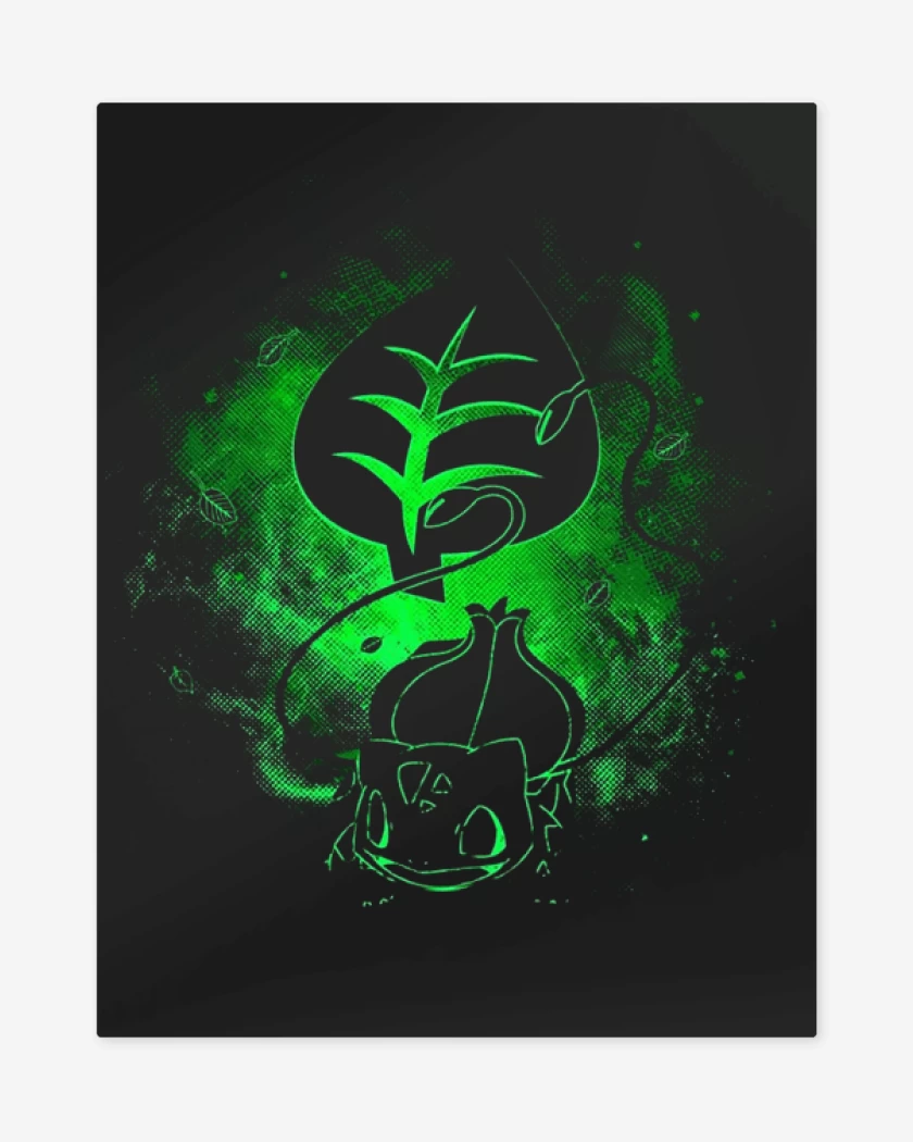 Print metalico Negro de bulbasaur green