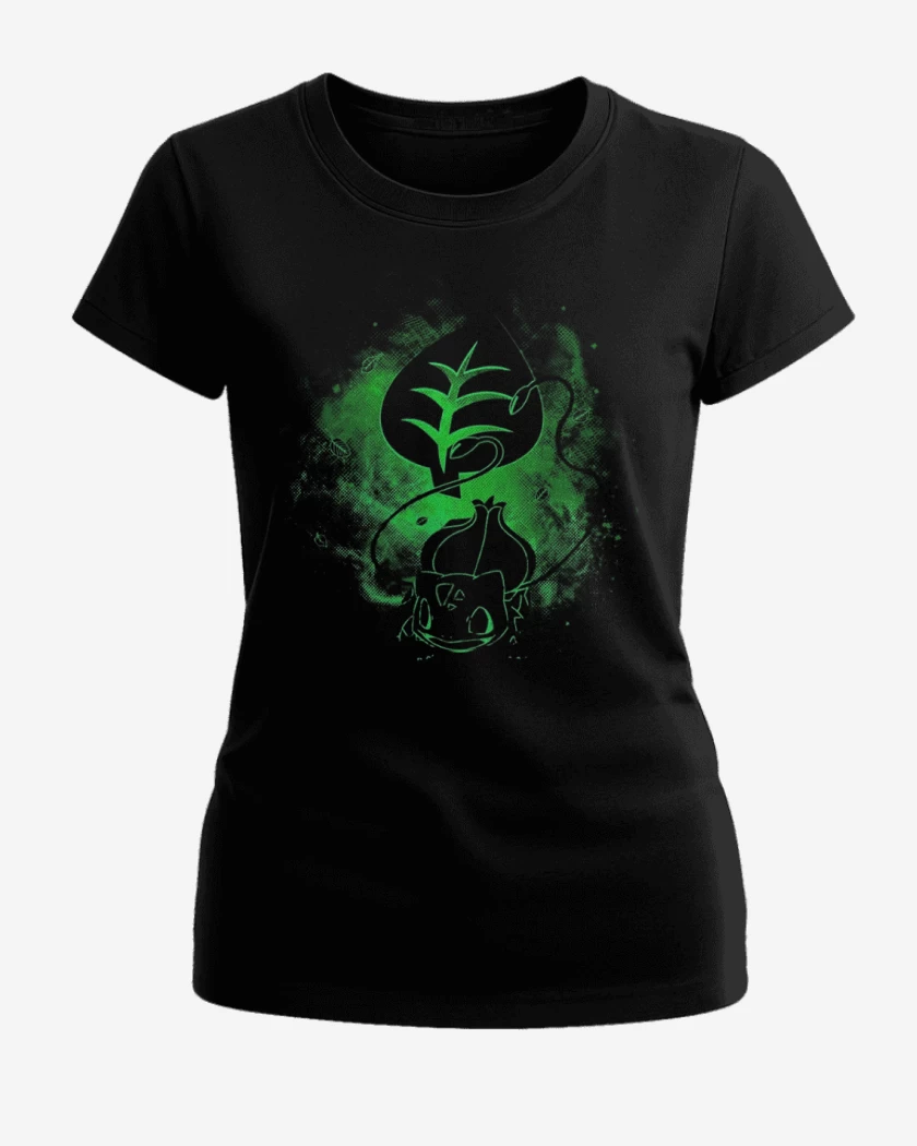 Polera de Mujer Negro de bulbasaur green