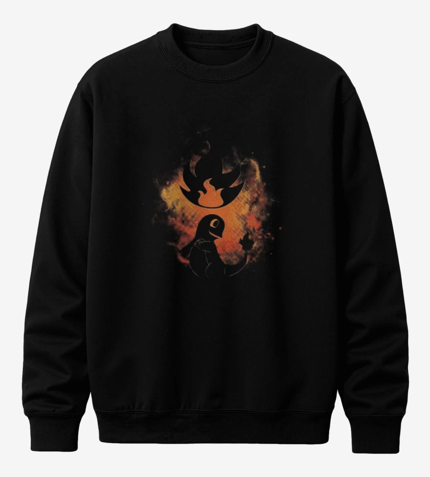 Poleron polo Negro de Charmander orange 