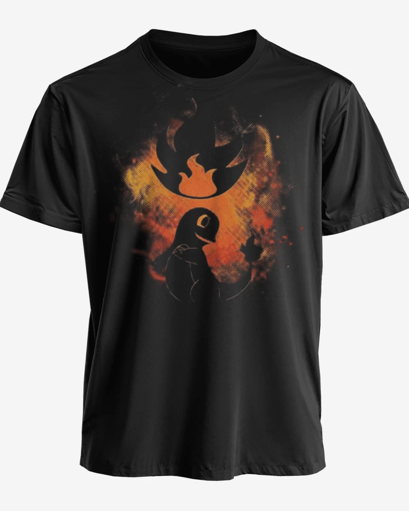 Polera premium Negro de Charmander orange 