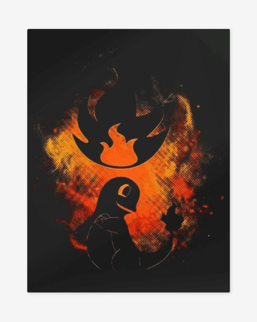 Print metalico Negro de Charmander orange 