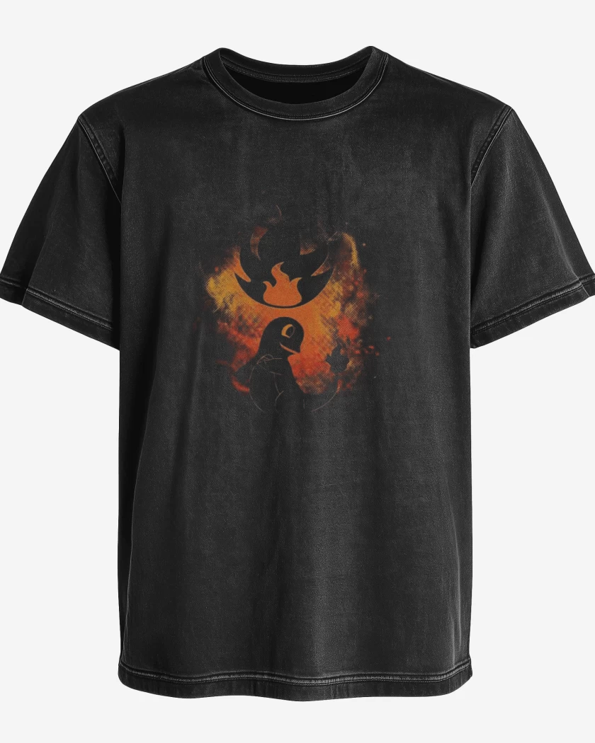 Polera desgastada Negro de Charmander orange 