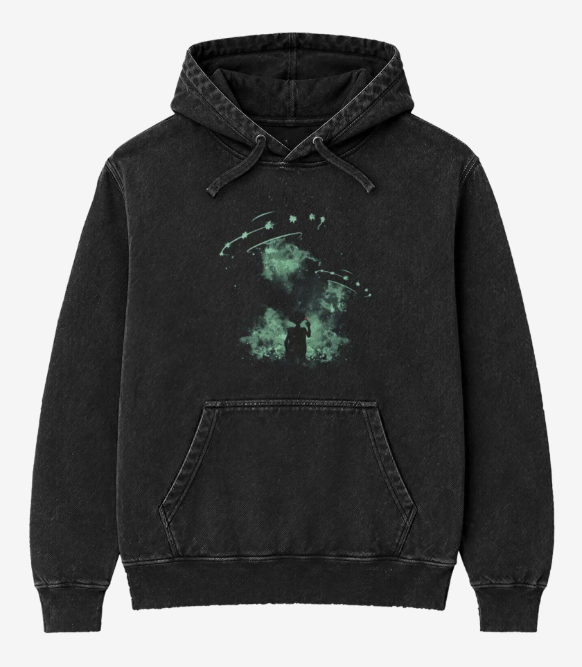 Poleron Canguro Acid Wash Negro de Et casa