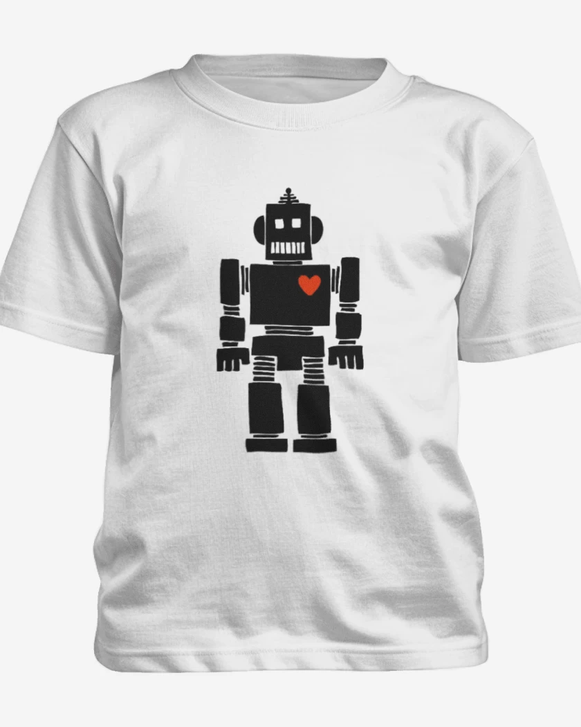 Polera de niño Blanco de corazon de robot